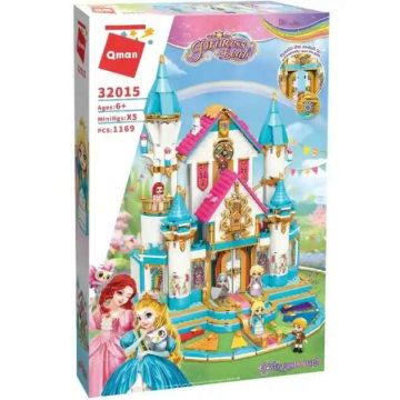   QMAN® 32015 készségfejlesztő építőjáték lányoknak 1169 db építőkocka - Leah hercegnő hatalmas virágkastélya