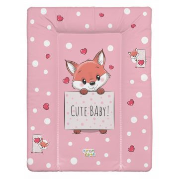   Babastar puha pelenkázó lap 50*70 cm - Rózsaszín szívecskés róka  