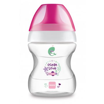   MAM Learn to drink cup - ivástanuló pohár 190 ml 6+ - Rózsaszín tengeri állatkás