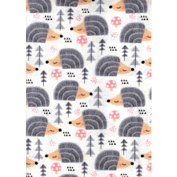 Flanel mintás pelenka 60x80 cm  - szürke süni