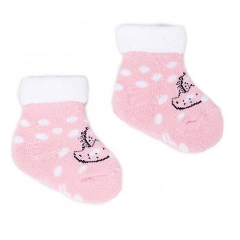 Yo! Baby frottír zokni 0-3 hó - rózsaszín/fehér