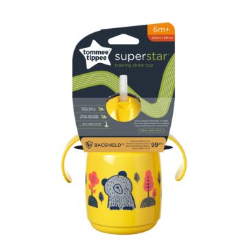  Tommee Tippee Superstar Training Straw cup szívószálas itatópohár 300 ml 6m+ - Sárga