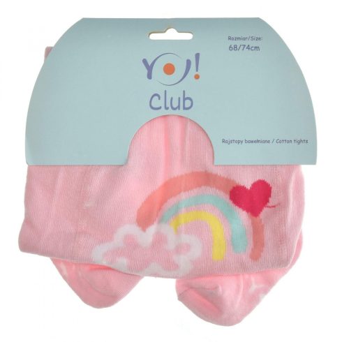 Yo! Baby pamut harisnyanadrág (68-74) - rózsaszín szivárvány