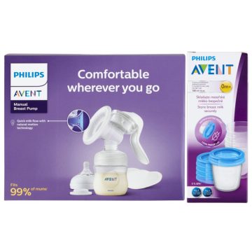   Avent Natural kézi mellszívó + ajándék 5 db,180 ml-es VIA pohá