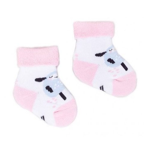 Yo! Baby frottír zokni 3-6 hó - fehér/rózsaszín  bárány