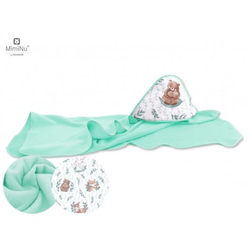 Baby Shop kapucnis fürdőlepedő 100*100 cm - Lulu natural menta