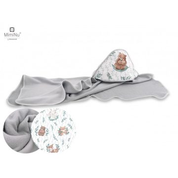   Baby Shop kapucnis fürdőlepedő 100*100 cm - Lulu natural szürke
