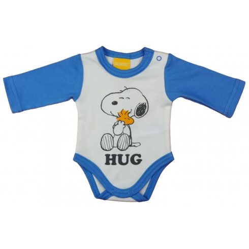 Hosszú ujjú baba body Snoopy mintával  (50) - fehér/kék