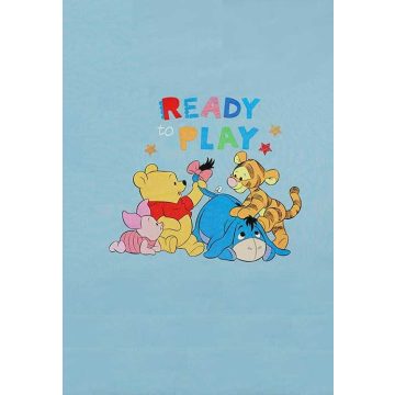   Pamut-wellsoft babatakaró Micimackó & barátai mintával 70x90cm - kék