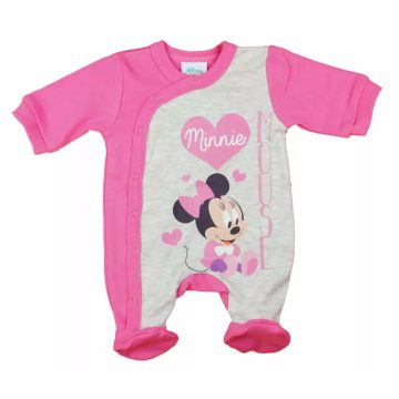   Hosszú ujjú elöl patentos rugdalózó Minnie egér mintával (62) - Világos pink