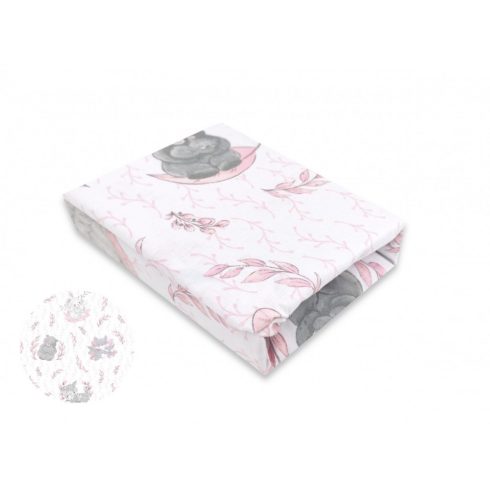 Baby Shop pamut,gumis lepedő 60*120 cm - Lulu Natural rózsaszín 