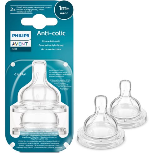 Philips AVENT SCY762/02 Etetőcumi Anti-colic lassú átfolyás 1hó+ 2 db 