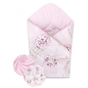   Baby Shop kókuszpólya 75x75cm - rózsaszín virágos nyuszi 