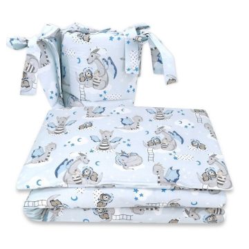 Baby Shop 3 részes ágynemű garnitúra - kék sárkány 