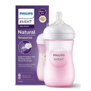   Philips AVENT Natural Response 260 ml cumisüveg 1hó+ rózsaszín 