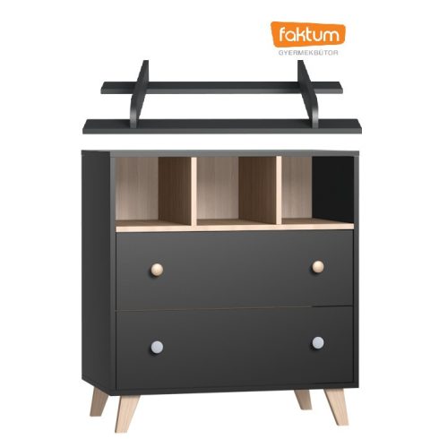Faktum Colette Antracit komód + toldalék komódhoz - Antracit szürke/Sonoma tölgy