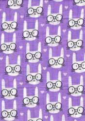 1db-os színes,mintás textil pelenka - lila szemüveges cica