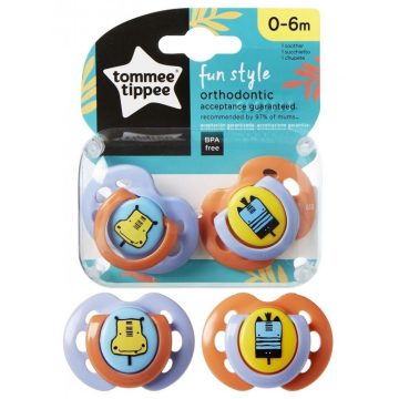   Tommee Tippee fun style játszócumi 0-6 hó 2 db  - víziló/zebra