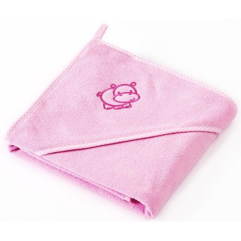 Kapucnis fürdőlepedő 80*80 cm - viziló  rózsaszín 