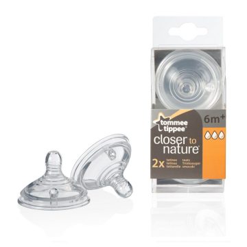   Tommee Tippee Closer To Nature 2db-os szilikon 6+ etetőcumi "Y" vágású - sűrű ételekhez