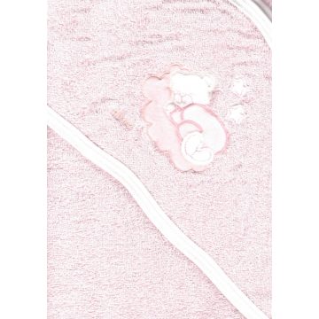   Trimex kapucnis,frottír fürdőlepedő 100*110 cm - rózsaszín alvó maci 