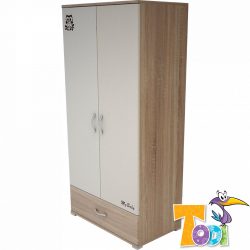 Todi Zoo 2 ajtós + 1 fiókos nagy szekrény - sonoma tölgy/krém