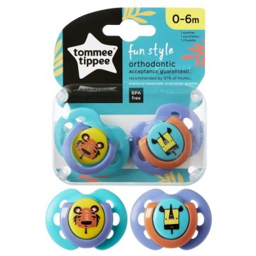   Tommee Tippee fun style játszócumi 0-6 hó 2 db  - tigris/orrszarvú