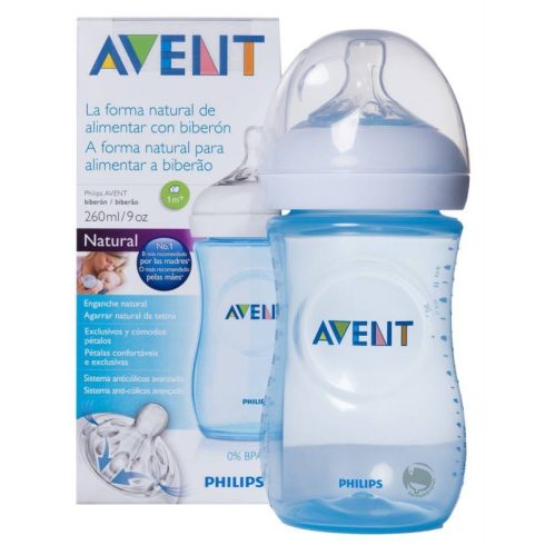 Avent Natural (innovatív,szirmos etetőcumi) 260 ml cumisüveg - Kék