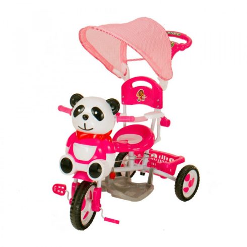 Szülőkormányos tricikli - rózsaszín panda