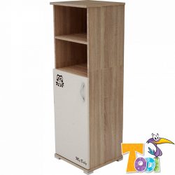 Todi Zoo keskeny nyitott polcos + 1 ajtós szekrény - sonoma tölgy/krém