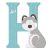 Sevi Fa betű állatos - H pasztell kék